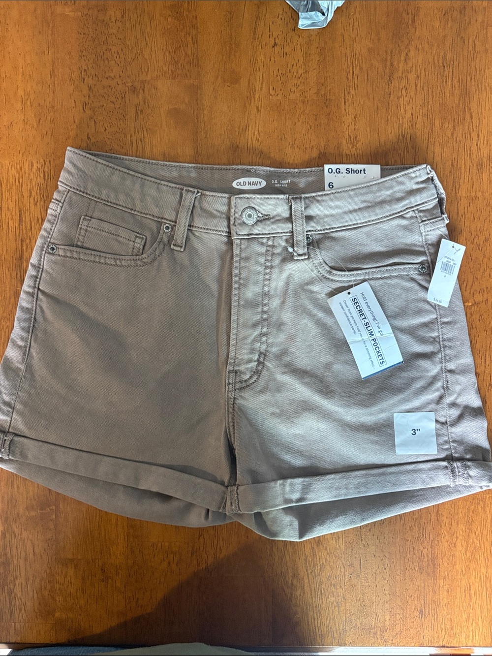 Old Navy Taupe Rolled-Hem Jean Shorts